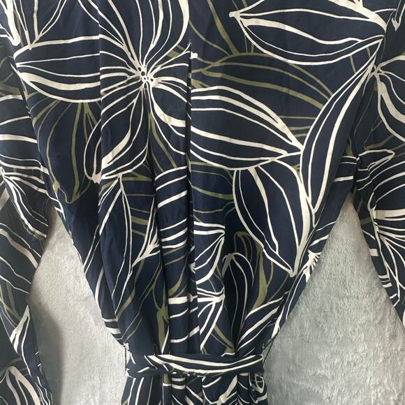 Ann Taylor Factory Navy Floral Belted Shirt Dress – Size XS - Picture 3 of 5